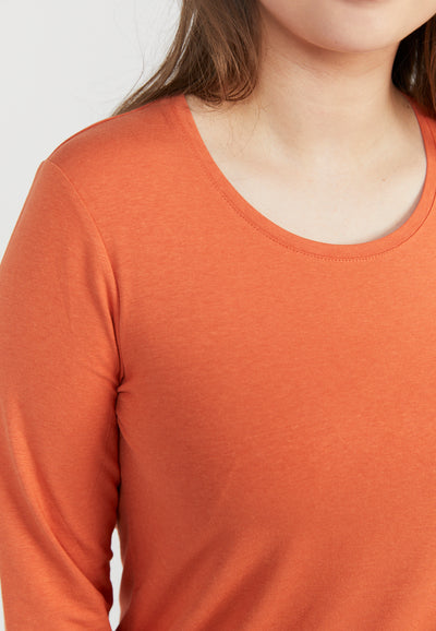T-shirt Med Rund Hals - Orange Rust